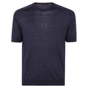 MOORER Men's Short Sleeve Knit Sweater Men BLUE Sweaters & Cardigans